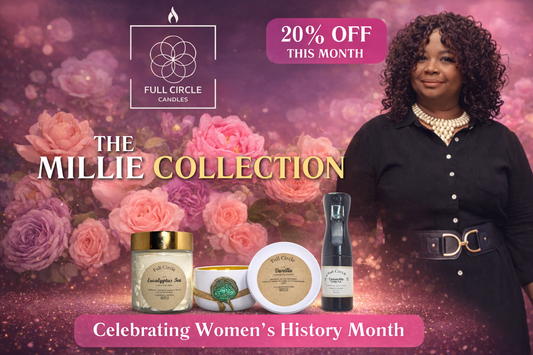 The Millie Collection | Luxury Self-Care Gift Set – Massage Candle, Body Butter & Room Spray
